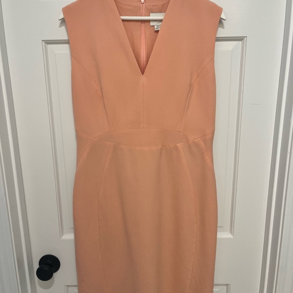 Reiss Orange Sheath Midi Dress V-Neck Sleeveless - Picture 1 of 11
